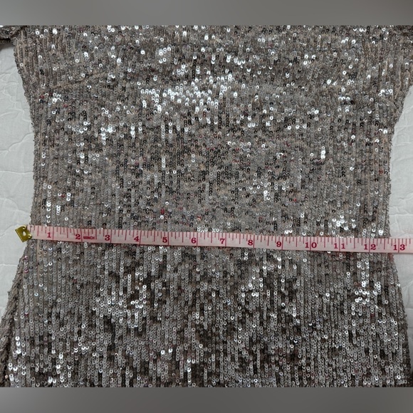 Aqua sequin long sleeve dress Sz. 4 - Picture 14 of 15